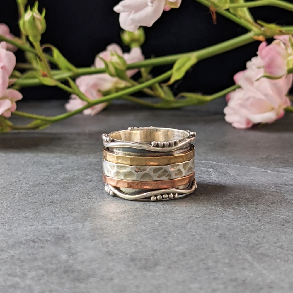 🦋LAST🦋 NWT Baizaar Sterling Silver Mixed Metal Spinner Ring